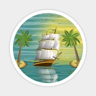 Ship And Ocean Scenery Magnet